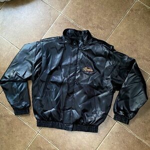 Vintage black Satin Riviera bomber jacket size L